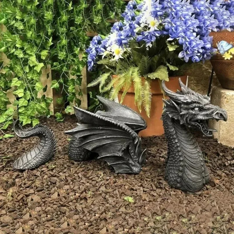 Dragon Sculpture Resin Giant Lawn Sculpture Gothic Fantasy Character Art Garden Terrace Statue Decoration